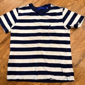 Polo Ralph Lauren Boys Navy Blue White Striped Pocket T-Shirt Size 2T Toddler